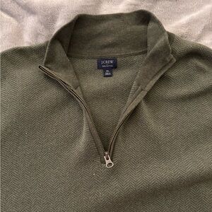 J. Crew Men's Olive Zip-Up Sweater